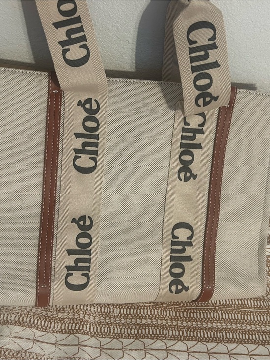 Chloe Handbags - Chloé Beige Canvas Tote with Brown Leather Trim and Logo Straps